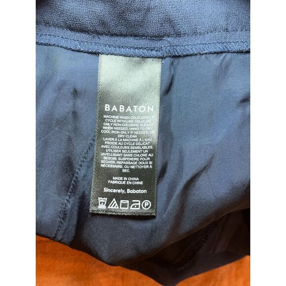 Aritzia Babaton  High Waist Navy Blue Trousers Elastic Waist Womens Size 4 - Picture 10 of 11